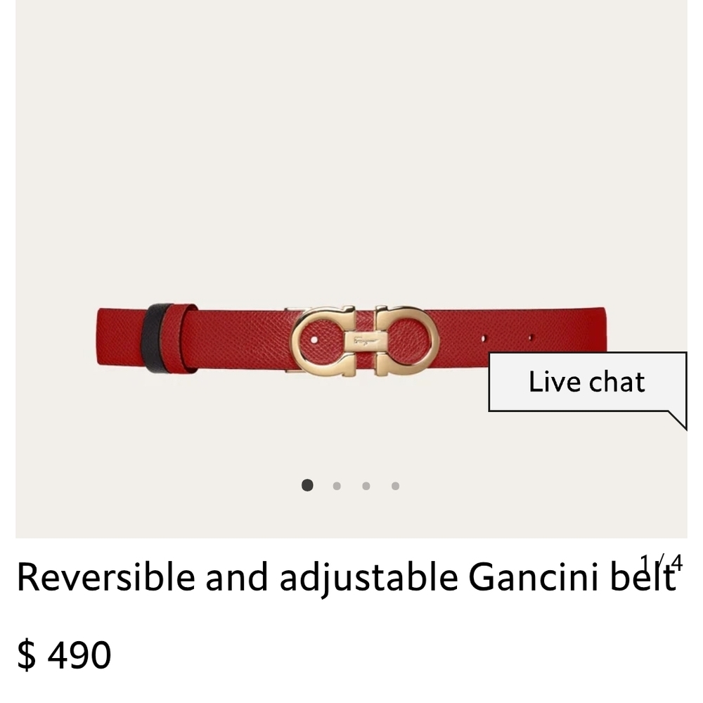 Salvatore Ferragamo Red and Black Gancini Belt sophistication & elegance # 174